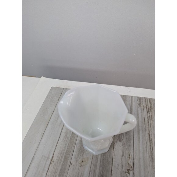 Vintage Anchor Hocking White Milk Glass 6 3/4" Pitcher Grapes Pattern - Picture 2 of 6